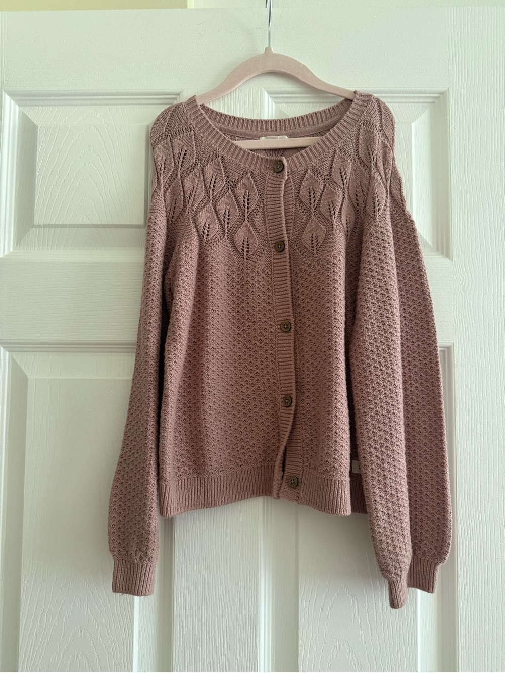 Girls Dusty Rose Knit Button Cardigan